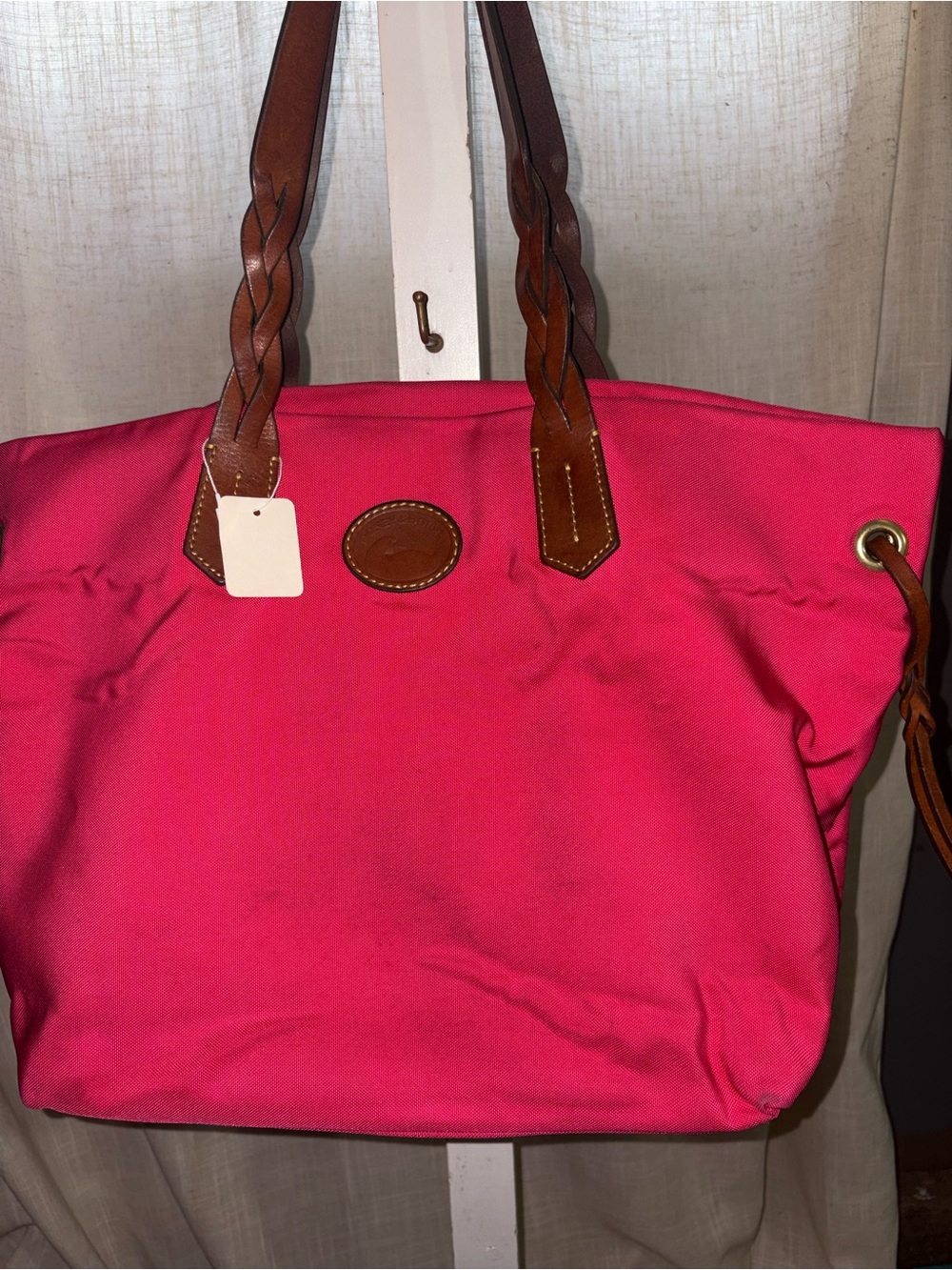 Dooney & Bourke Hot Pink Tote with Brown Braided Handles